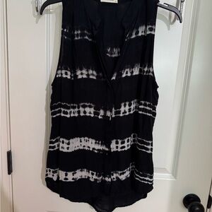 Bella Dahl Womens Cotton Tie Dye Striped Collared Buttoned Blouse Blue Size S